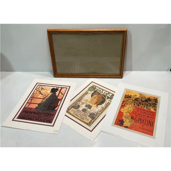 Collection Of Opera Poster Prints 9wx12.5h & An Empty Frame 12.5wx19h