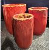 Image 1 : Three Large Red Ceramic Outdoor Planters