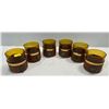 Image 1 : Leather Wrapped Amber Glass Highball Glasses (6)