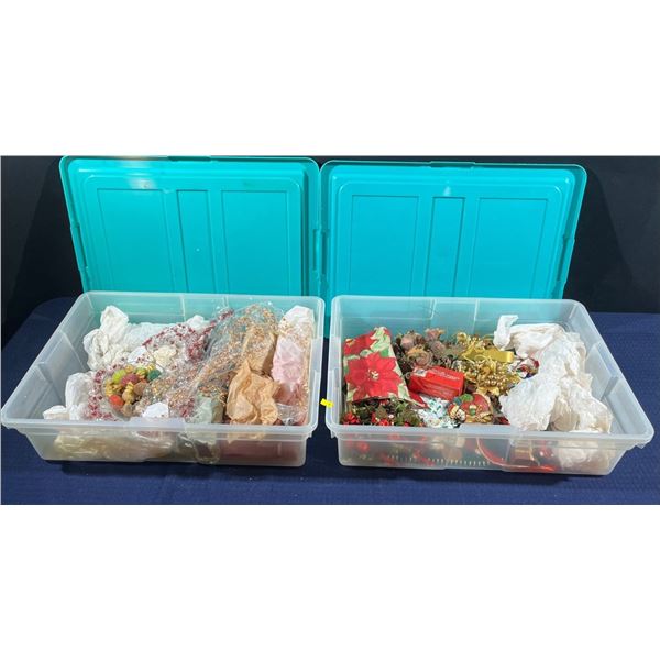 Two Bins Of Assorted Christmas Decor (bins & all contents included)