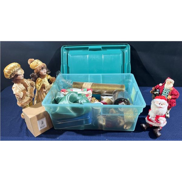 Bin Of Assorted Christmas Decor (bin & all contents included)