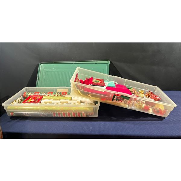 Two Bins Of Seasonal Gift Wrapping Supplies (bins 
