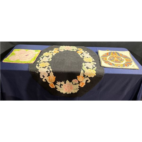 Handmade, Hand Dyed Hook Rug Wall Hangings 18Wx18H & 38Wx49H (oval)