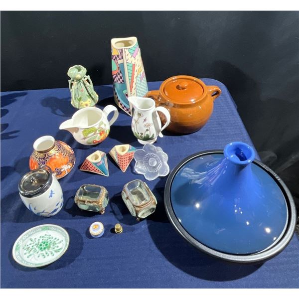 Collection of Decorative Ceramic Pieces Vase, Candlestick Holders, Jugs and more