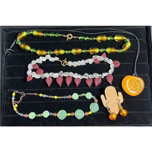 Collection of Czech Glass Jewelry Necklaces & Earrings