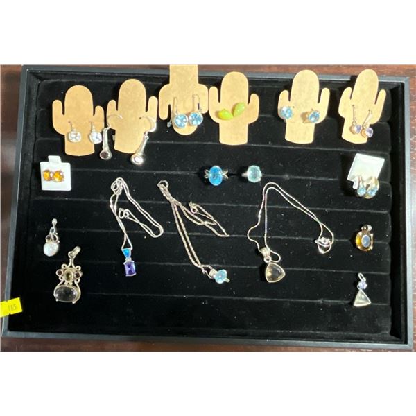 Collection of Semi Precious Gem Jewelry Earrings and Necklaces