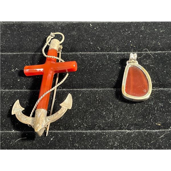 Carnelin Brooch & Pendant
