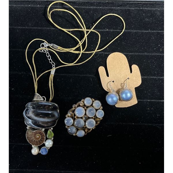 Collection of Semi Precious Gem Jewelry (Sterling Silver Earrings)