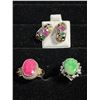 Image 1 : Semi-Precious Gem Earrings and Rings (Sterling Silver Rings 15.61g)