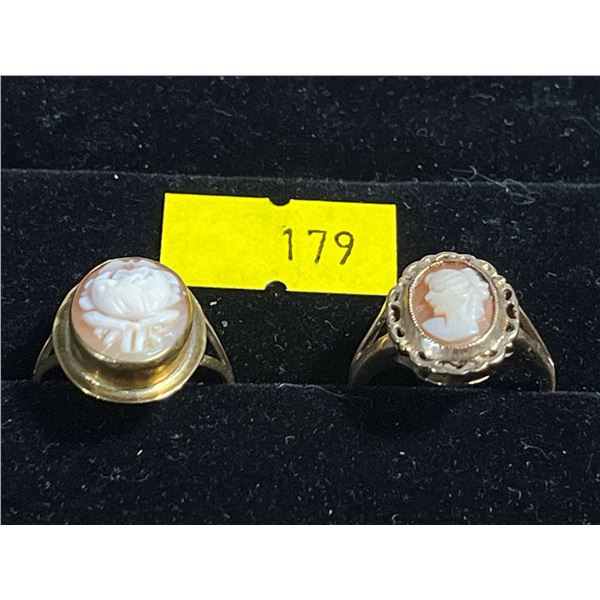 10K Gold Cameo Ring 2.43g total weight plus Cameo Style Flower Ring