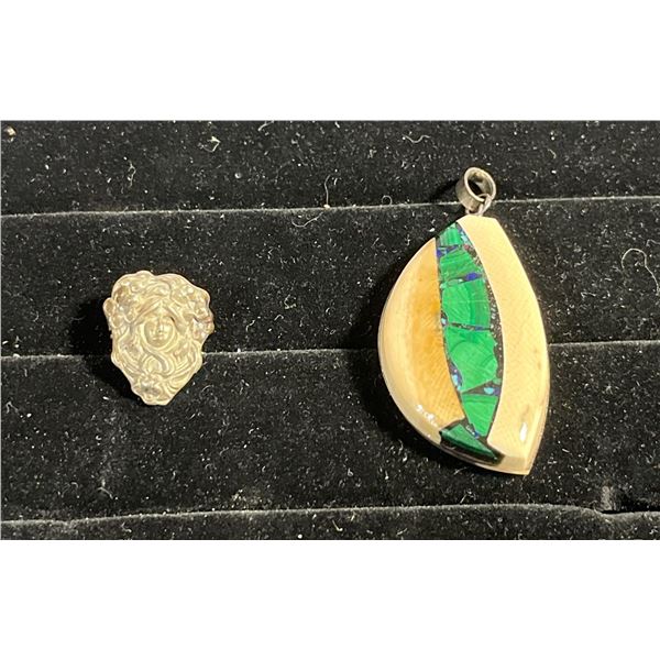 Sterling Silver Art Noveau Brooch and Mastaden Ivory Pendant
