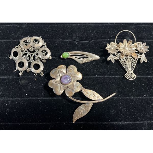 Collection of Sterling Silver Brooches 55.96g
