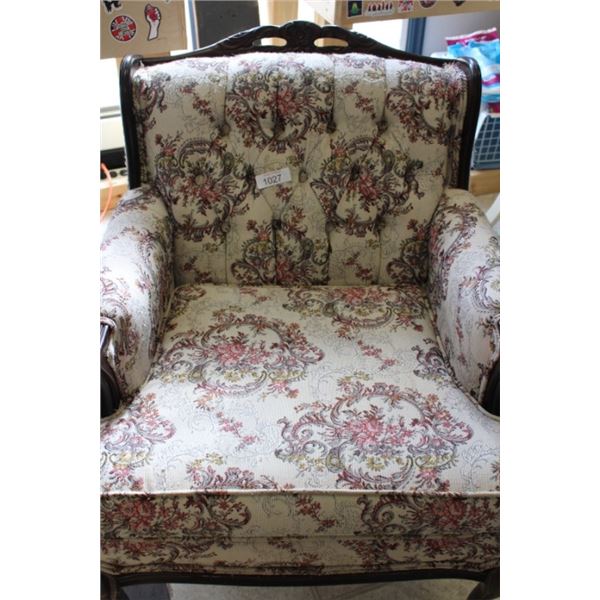 Antique, Ornate, Upholstered Accent Chair