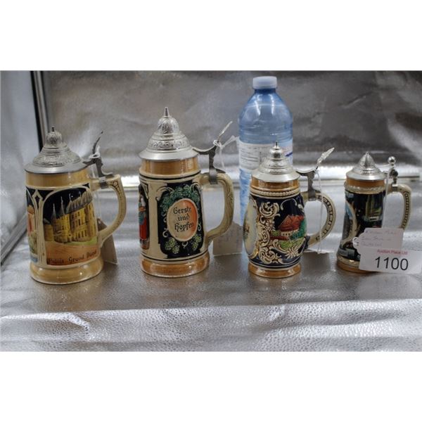 4 Vintage Steins