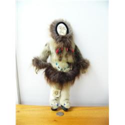 13" ivory faced doll with seal skin clothing (2)