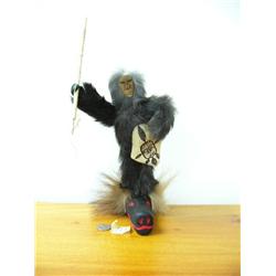 9" Tlingit hunter mounted on raven wood mask (2)