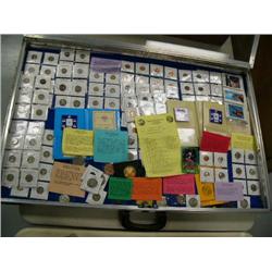 Large collection of coins (entire case full)- buffalo nickels, wheat pennies, gem stones, silver hal