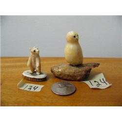 1-1/2" ivory bear, 2" ivory bird (2)