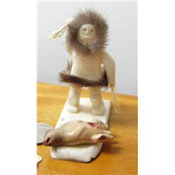 Ivory hunter- 3" tall" with seal by Mark Seeganna (2)