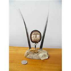 7" King Island mask with baleen and fossilized ivory bear (2)