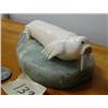 Image 1 : 4" ivory walrus by Mark Seeganna mounted on soapstone base (2)
