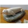 Image 2 : 4" ivory walrus by Mark Seeganna mounted on soapstone base (2)