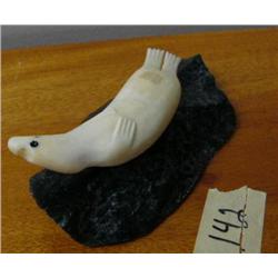 4" ivory seal mounted on soapstone base (2)