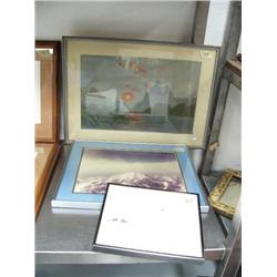 2 framed mountain pictures, original pen and ink Peter Omedelena (2)