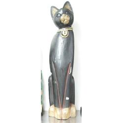 Egyptian cat- wooden- 38-1/2" tall (2)