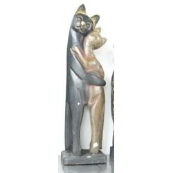 2 wooden hugging cats- 41" tall (2)