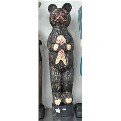 Wooden bear holding a fish- 31" tall (2)