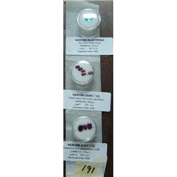 Lot of 3 loose gem stones- lots of rubies, topaz, CZ (21)