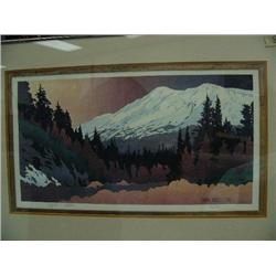 Triple-matted and framed Byron Birdsall 1980 33/500 of mountain range (118)