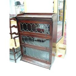 3 tiered leaded glass lawyer's style bookcase- 48" high, 35" length (2)