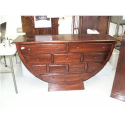 Art deco style chest of drawers, half-moon shaped- 59" length, 33" height (2)