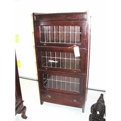 Lawyer's style 3 stacking bookcase with drawer on bottom mission style- 55" height, 14" depth, 28" l