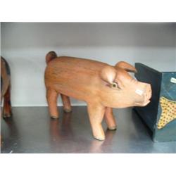 Wood pig- 14" tall, 25-1/2" tail to snout (2)