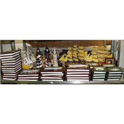 Lot of: 4 sailing ships, 5 light houses, 36 framed: butterflies-daggers-sea shells (8888)