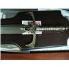 Image 3 : Lot of: 3 daggers and 1 sword- Excalibur: stainless steel blades, double-edged, bronze solid metal h