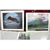 Image 1 : Sydney Lawrence print of Juneau Bay; print of an eagle, print of a sailing ship (2)