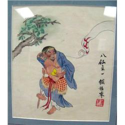 Original signed Japanese watercolor of an old man (2)