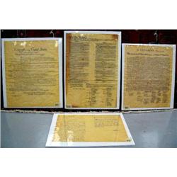 Lot of 4 reproduction historical documents: Declaration of Independence; Abraham Lincoln's speech, e