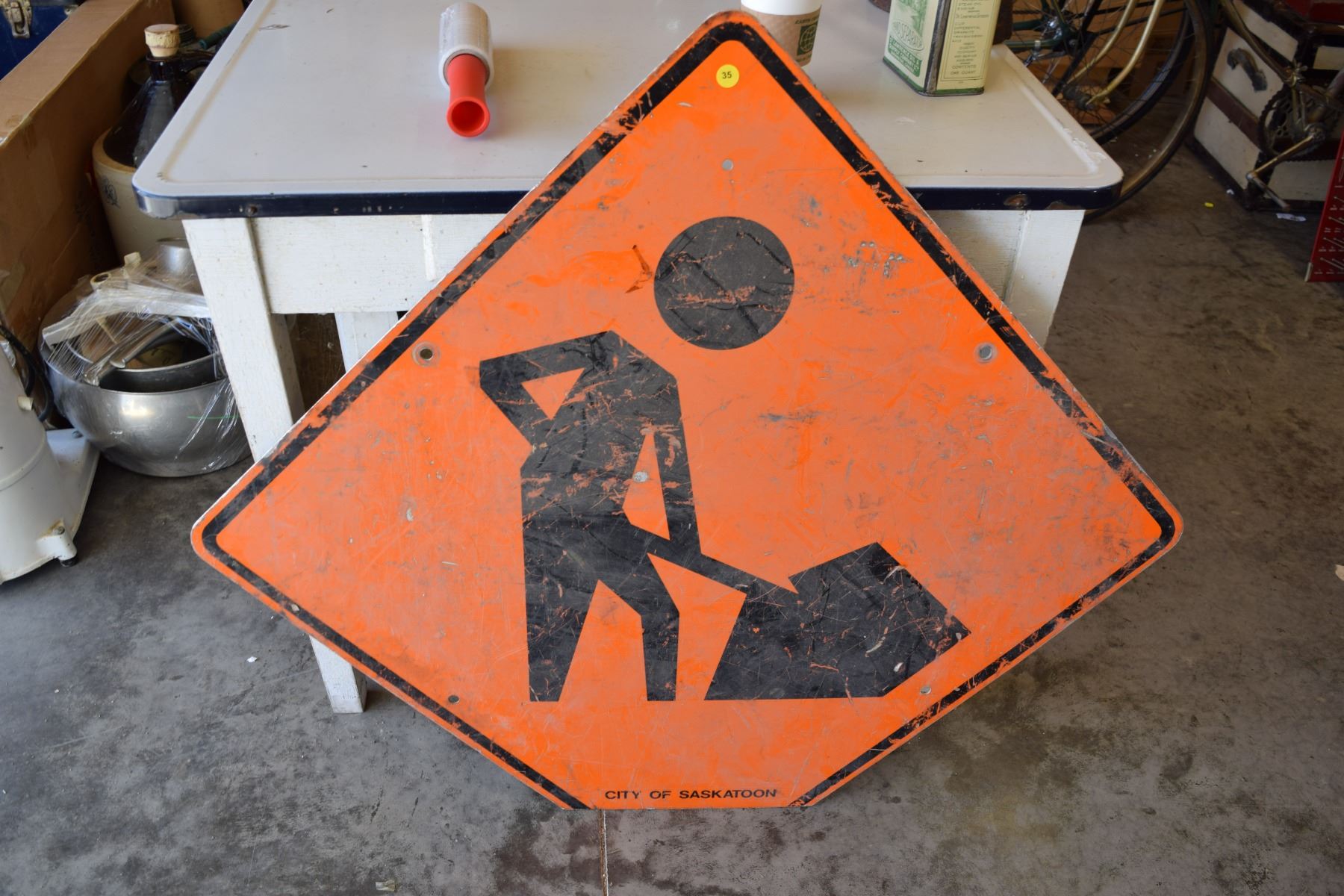 Working Front Sign Men working sign - Schmalz Auctions