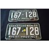 Image 1 : Saskatchewan 1956 matched set license plates