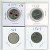 Image 1 : 4 Canadian 25 cent coins