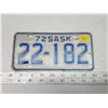 1972 Small Saskatchewan license plate - 22-182
