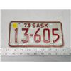 712  1973 Small Saskatchewan license plate  13605