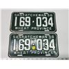 Pair of 1956 Saskatchewan license plates - 169-034