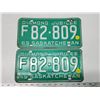 Image 1 : Pair of 1965 Diamond Jubilee, Saskatchewan license plates - F 82-809