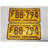 Image 1 : Pair of 1967 Centennial, Saskatchewan license plates - F 88-794